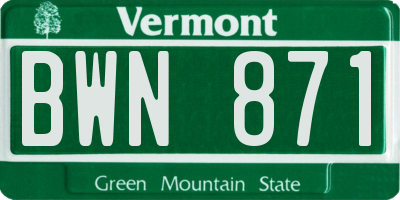 VT license plate BWN871