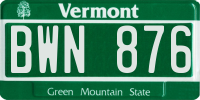 VT license plate BWN876