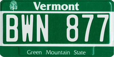 VT license plate BWN877