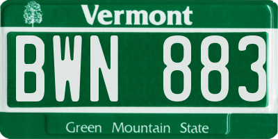 VT license plate BWN883