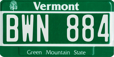 VT license plate BWN884