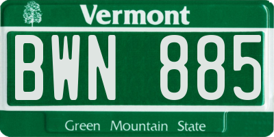 VT license plate BWN885