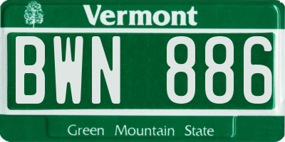 VT license plate BWN886