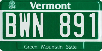 VT license plate BWN891