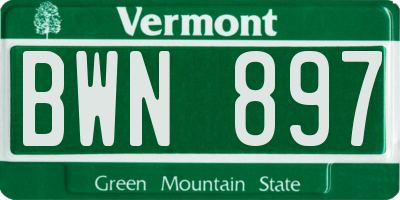 VT license plate BWN897