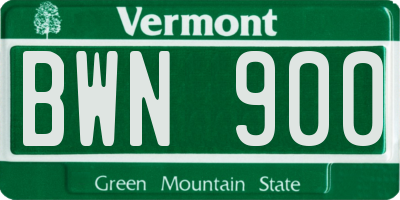VT license plate BWN900