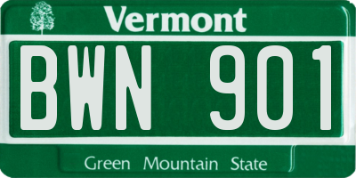 VT license plate BWN901