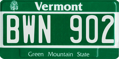VT license plate BWN902