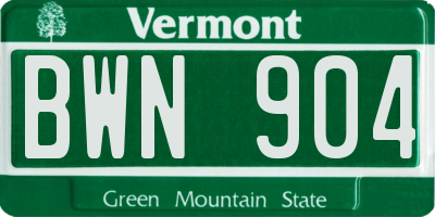 VT license plate BWN904