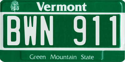 VT license plate BWN911