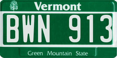 VT license plate BWN913
