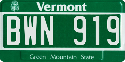 VT license plate BWN919