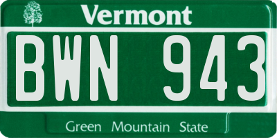 VT license plate BWN943