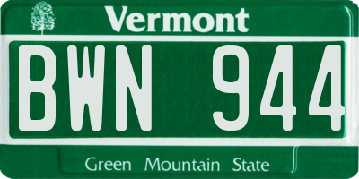VT license plate BWN944