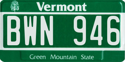 VT license plate BWN946