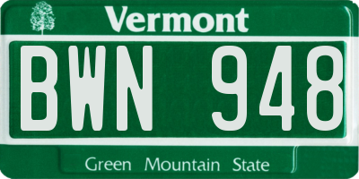 VT license plate BWN948