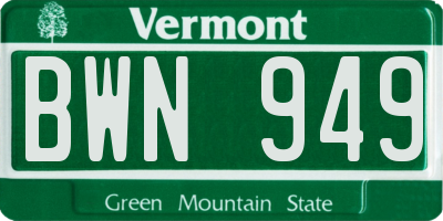 VT license plate BWN949