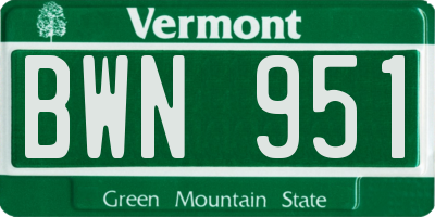 VT license plate BWN951
