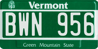 VT license plate BWN956