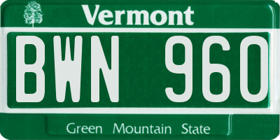 VT license plate BWN960