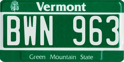 VT license plate BWN963