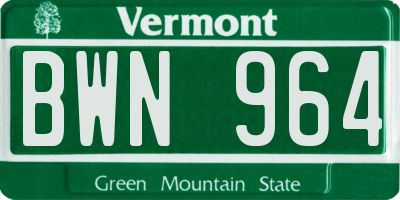 VT license plate BWN964