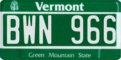 VT license plate BWN966