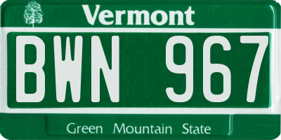 VT license plate BWN967