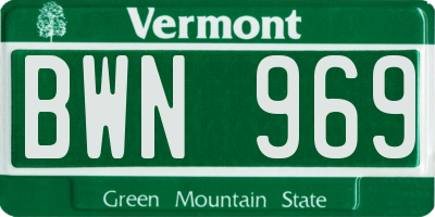 VT license plate BWN969