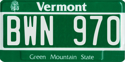 VT license plate BWN970
