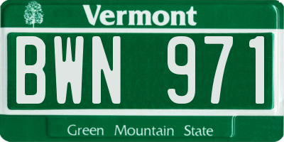 VT license plate BWN971