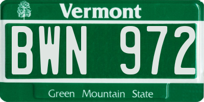 VT license plate BWN972