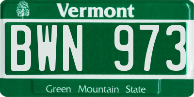 VT license plate BWN973