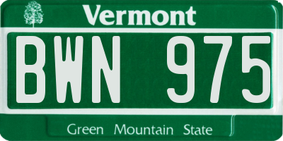 VT license plate BWN975