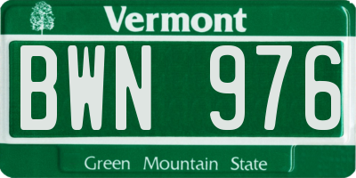 VT license plate BWN976