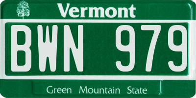 VT license plate BWN979
