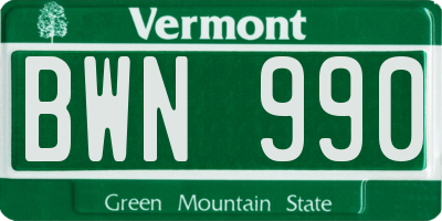 VT license plate BWN990