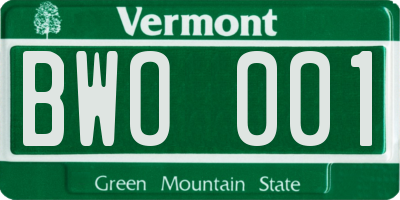 VT license plate BWO001
