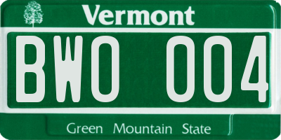 VT license plate BWO004