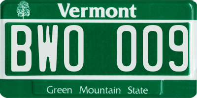 VT license plate BWO009