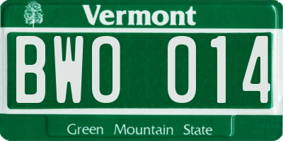 VT license plate BWO014