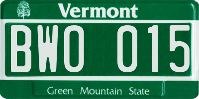 VT license plate BWO015