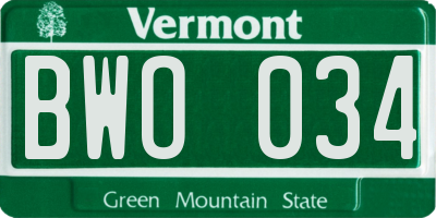 VT license plate BWO034