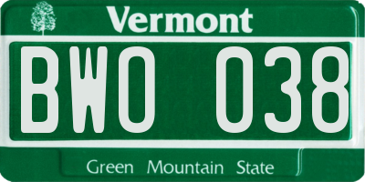 VT license plate BWO038