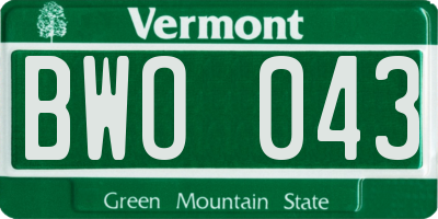 VT license plate BWO043