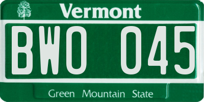 VT license plate BWO045