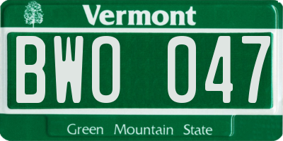 VT license plate BWO047