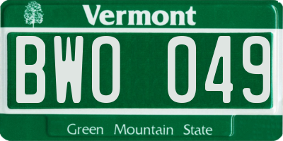 VT license plate BWO049