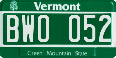VT license plate BWO052