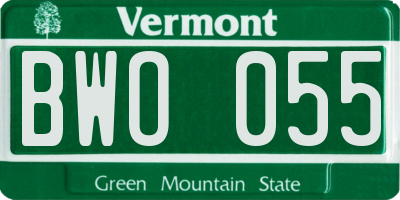 VT license plate BWO055